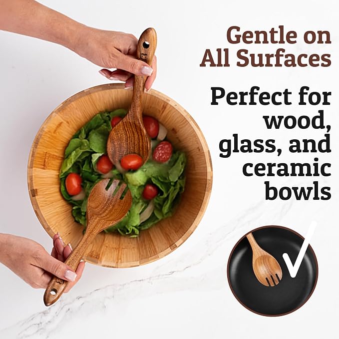 PriorityChef Premium Wooden Salad Servers - Image 2