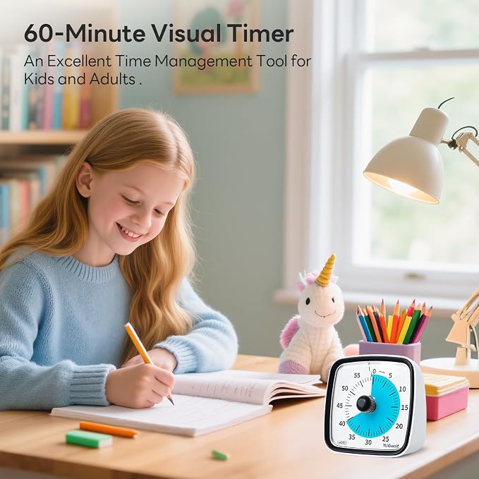 Yunbaoit Visual Timer with Night Light, 60-Minute Countdown Timer - Image 2