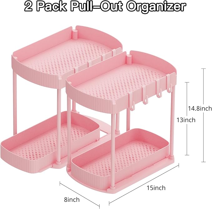 Ukeetap 2 Pack Multi-Purpose Pull-Out Storage Organizers, Under Sink Organizers - Image 2