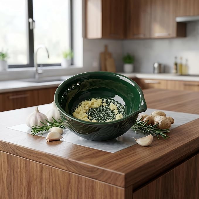 Ceramic Grater Bowl with Herb Stripper & Cleaning Brush, 3-in-1 Kitchen Tool - Image 9