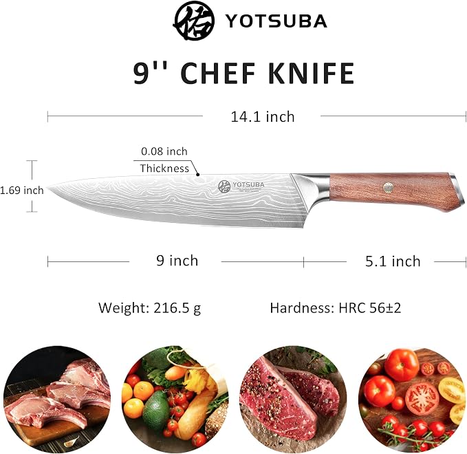 YOTSUBA 9 Inch Japanese Chef Knife, Razor Sharp Professional Kitchen Knife - Image 2