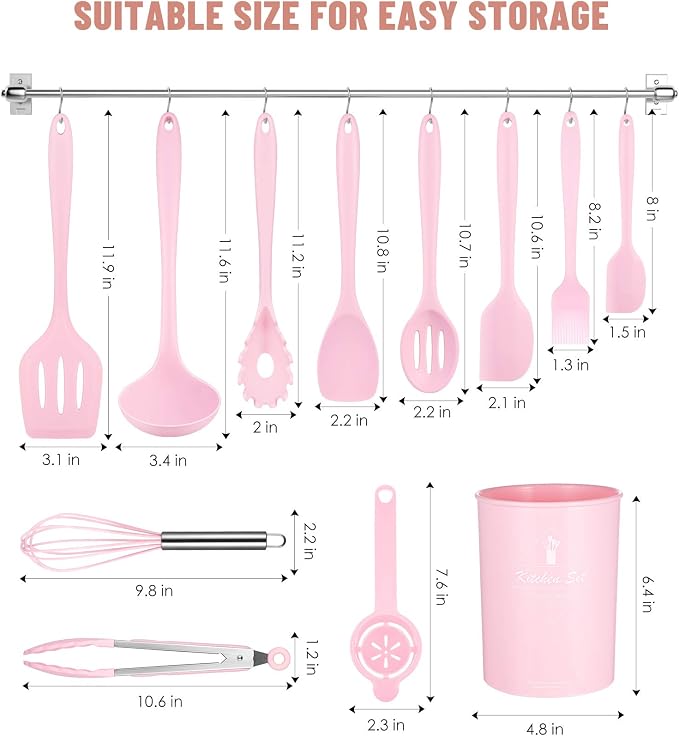 Kitchen Utensils Set-12 Pieces Silicone Cooking Utensils Set 392°F Heat - Image 2