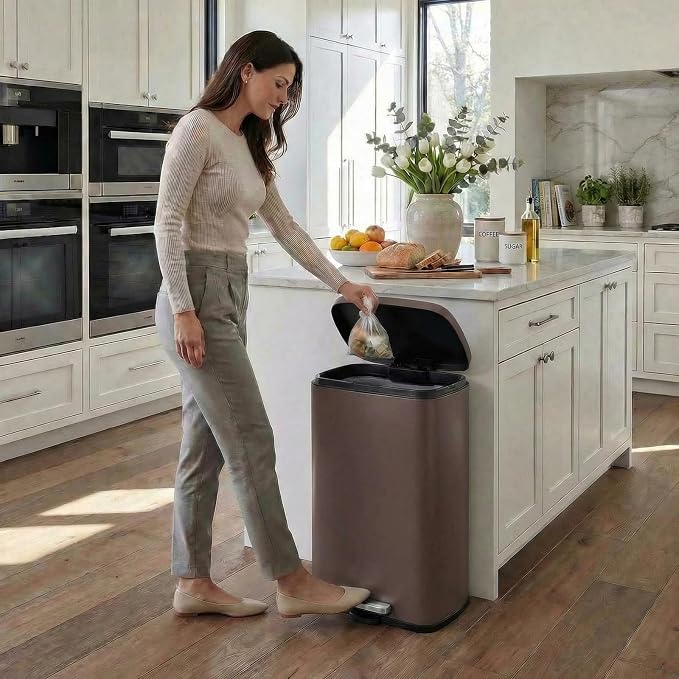 8 Gal Kitchen Trash Can, 30L Recycling or Garbage Bin, Brushed Stainless Steel - Image 9