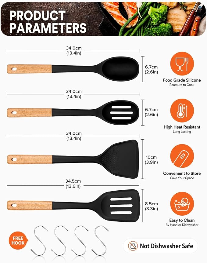 Silicone Cooking Utensils Set, Perfectly Angled - Image 2