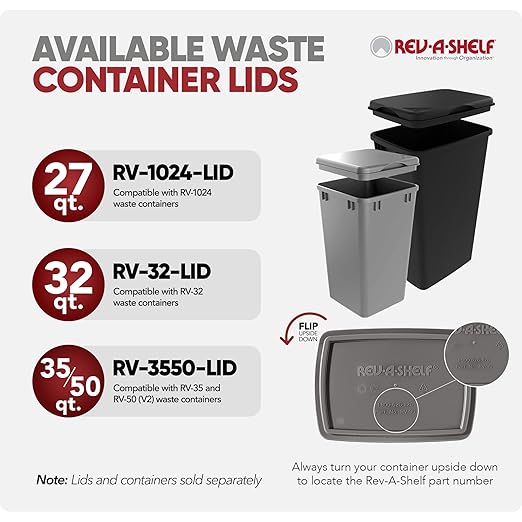 Rev-A-Shelf Polymer Replacement 35 Quart Trash Bin Recycle Waste Garbage - Image 4