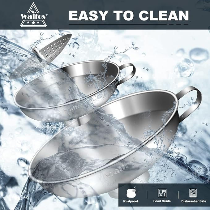 Walfos 5.5 Inch and 4 inch Stainless Steel Wide-Mouth Funnel - Image 6
