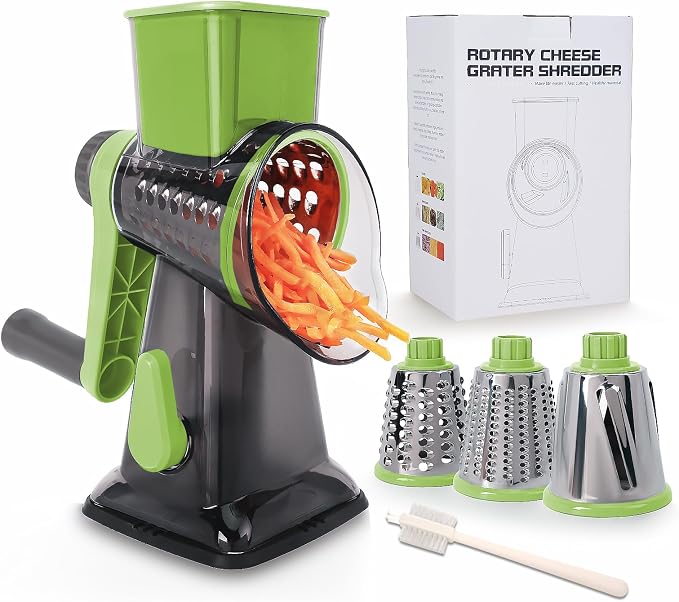 Rotary Cheese Grater with Handle-Versatile Cheese Grater Non-Slip Suction Base by Unknown