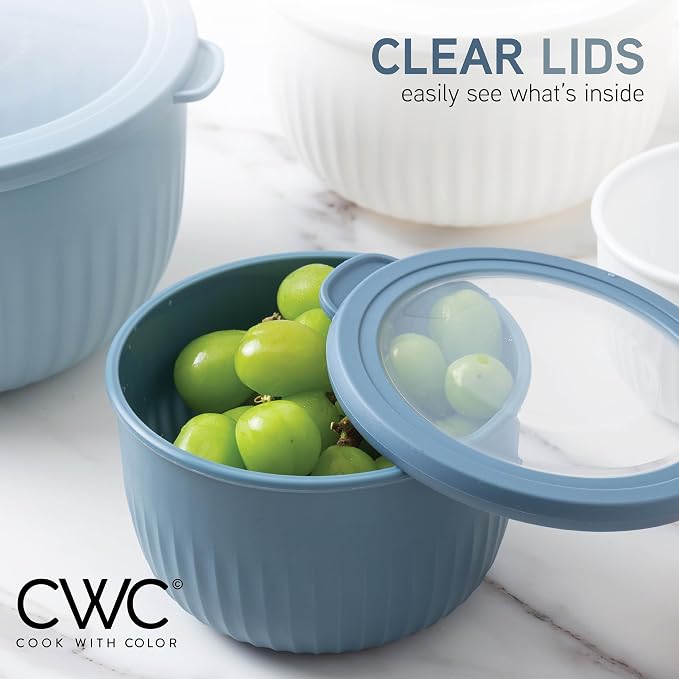 COOK WITH COLOR Prep Bowls with Lids- Wide and Deep Nesting Plastic Small - Image 4
