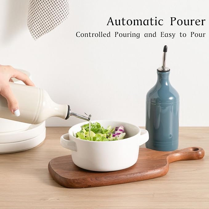 Sweejar Ceramic Olive Oil Dispenser Bottle Set, Opaque Oil Cruet Protects to - Image 3