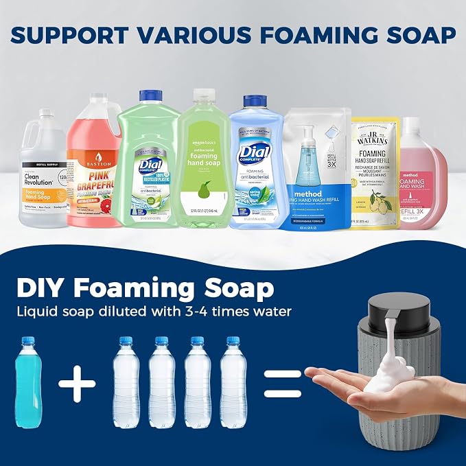 Ceramic Foaming Hand Soap Dispenser 2Pack，12 oz Bathroom Soap Dispensers， - Image 4