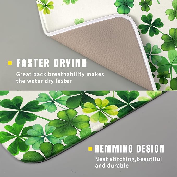 Spring Sage Green Shamrocks Drying Mat 16x18 Inch St. Patrick's Day Irish - Image 3