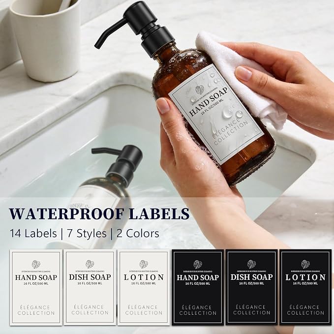 Amber Glass Soap Dispenser for Kitchen Sink and Bathroom - Image 3