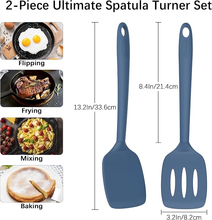 Coukre 2 Pack Silicone Spatula Set, High Heat Resistant, BPA Free Kitchen - Image 6