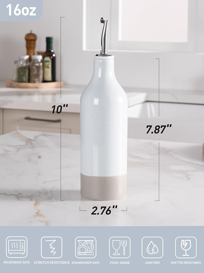 famiware Milkyway 16oz Ceramic Olive Oil Dispenser Bottle, 1 Piece Oil Dispenser - Image 4