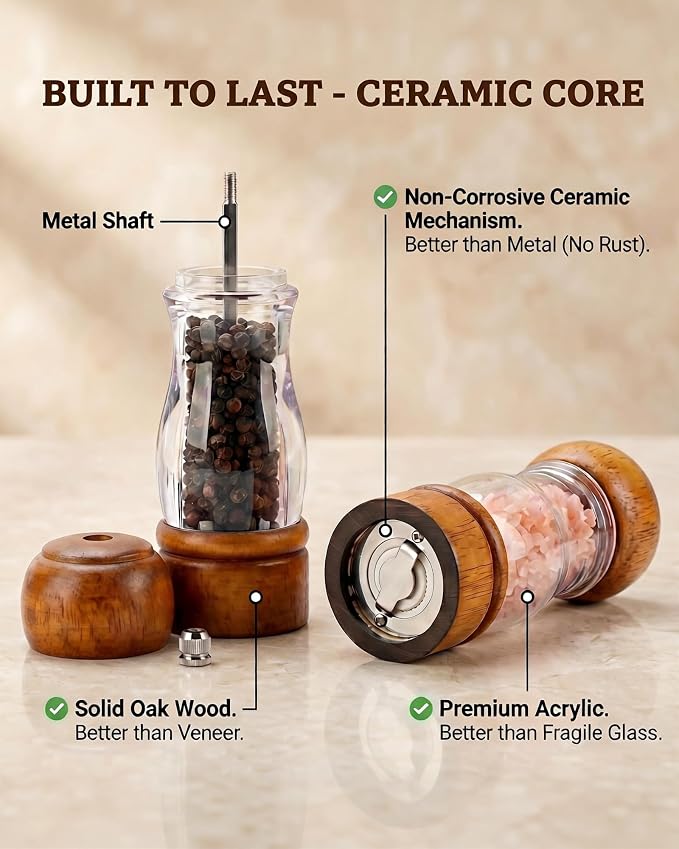 Wooden Salt and Pepper Grinder Set - Image 4