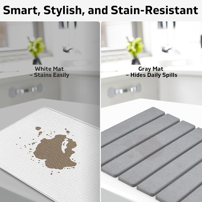 Stone Dish Drying Mats for Kitchen Counter, Drying Collapsible Dish Drying Mat - Image 5