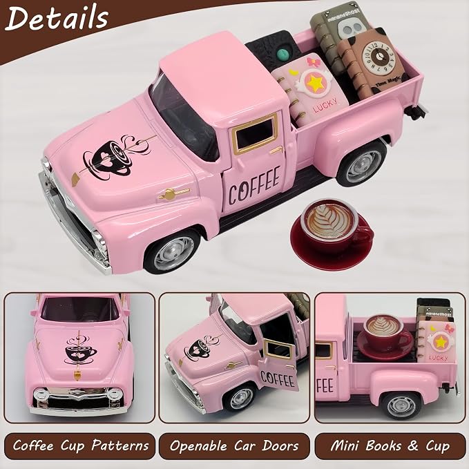Coffee Bar Decor Vintage Mini Metal Pickup Truck Decor - Image 4