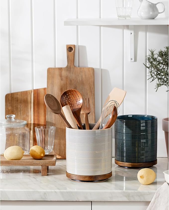 Utensil Holder, 360° Rotating Extra Large Ceramic Kitchen Utensil Holder - Image 2