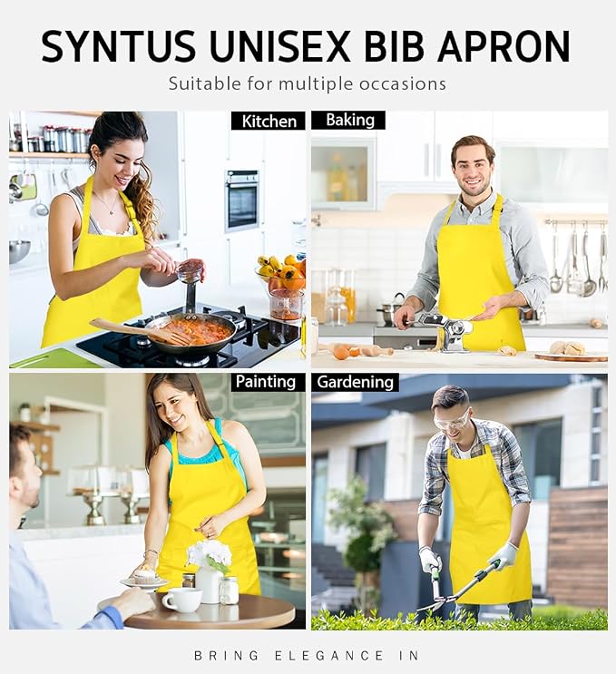 Syntus Apron for Men Women, Adjustable Cooking Kitchen Chef Aprons - Image 7