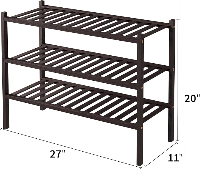 ROMGUAR CRAFT 3 Tier Bamboo Shoe Rack - Image 3