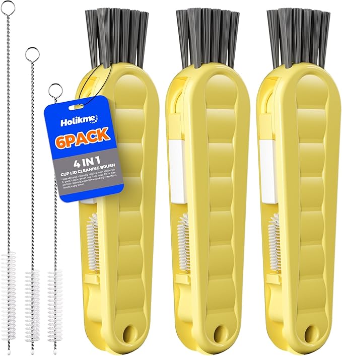6 Pack Holikme 4 in 1 Cup Lid Cleaning Brush Set by Holikme