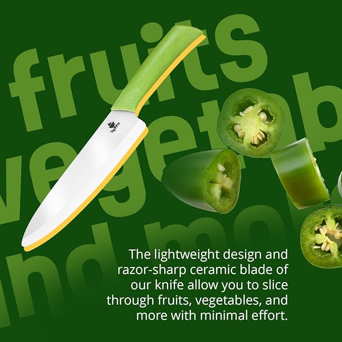 Durable Ceramic Knife for Chopping Vegetables & Fruits, 8” Non-Reactive and - Image 3