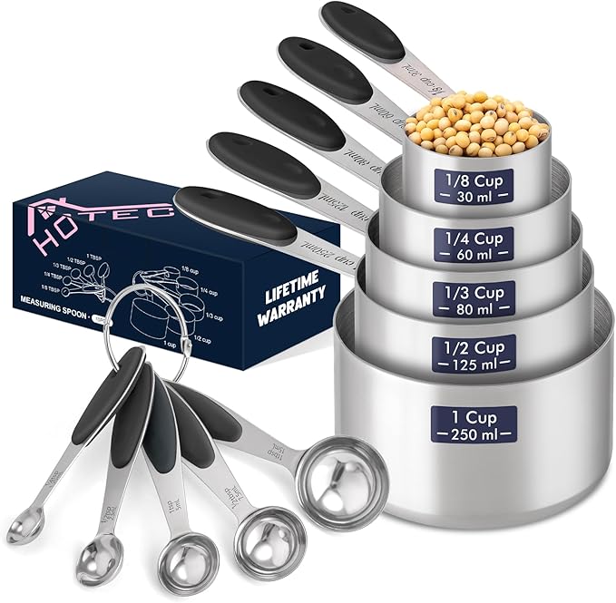 HOTEC 10-PACK Measuring Cups and Spoons Set, Kitchen Gadagets Cooking Baking by Hotec