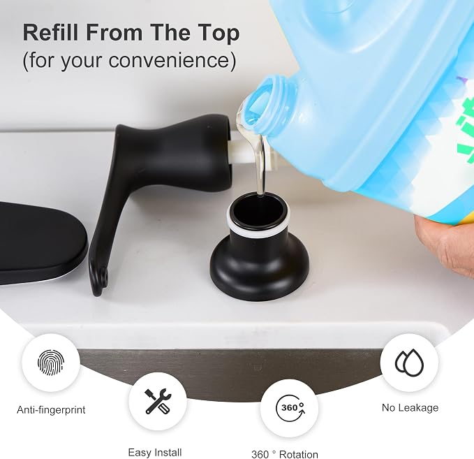GAGALIFE Sink Soap Dispenser Matte Black, Built in Soap Dispenser - Image 3