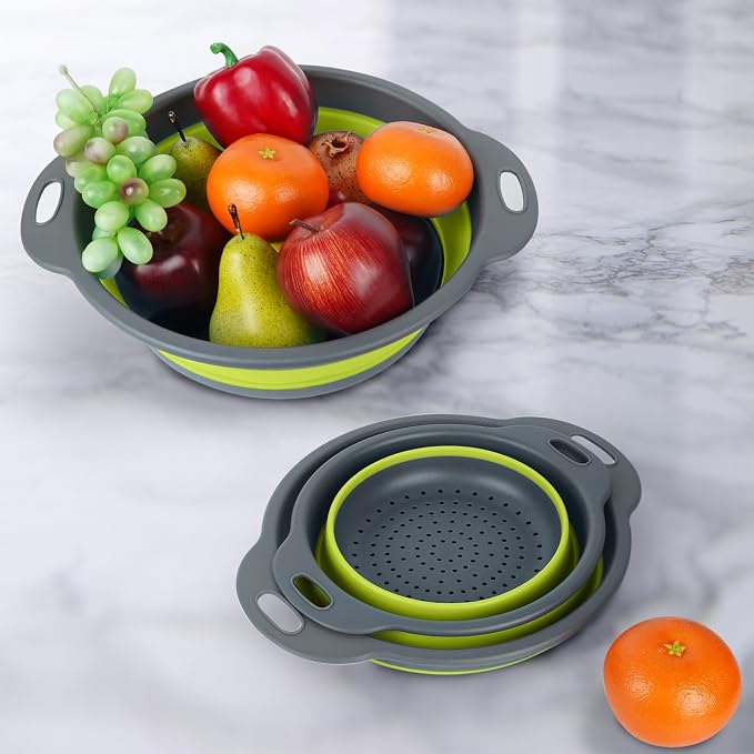 Collapsible Colander 3-Pack Set Space-Saving Foldable Kitchen Strainer - Image 3