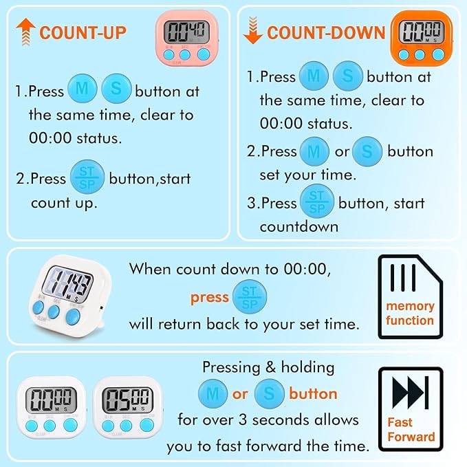 12 Pack Multi-Function Electronic Timer, Learning Management, Suitable - Image 3