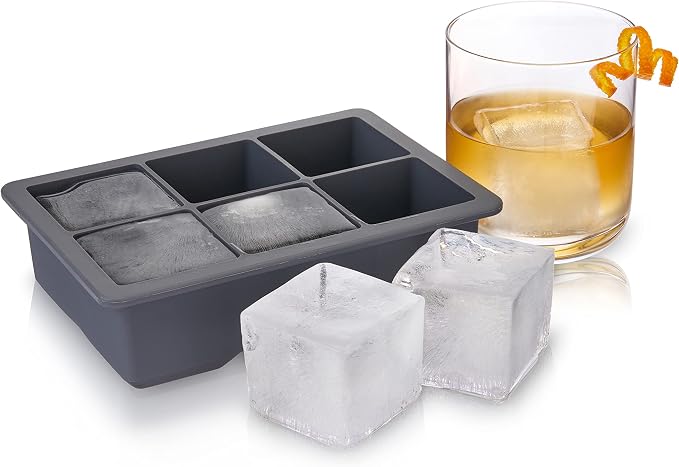 Viski Ice Cube Tray with Lid, Easy Release Large Silicone Mold, 2 Inch Ice Cubes by VISKI