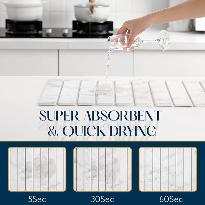 KEYCHAD Large Stone Drying Mat for Kitchen Counter - Image 3