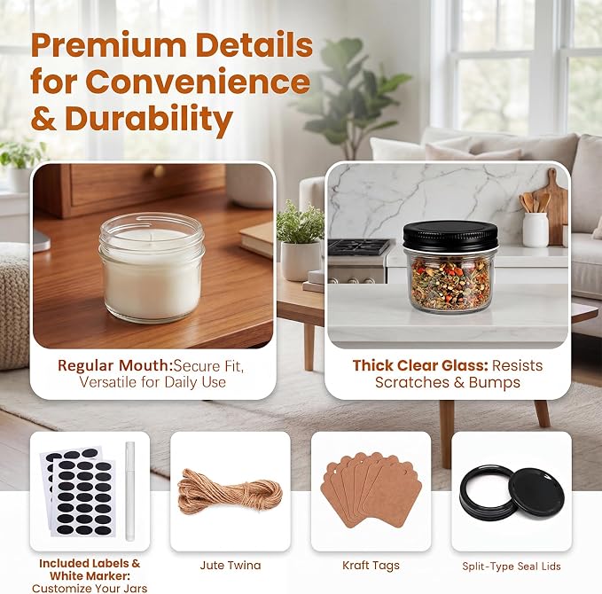 QAPPDA 4oz Glass Jars With Lids And Bands, Small Mason Jars, Mini Canning Jars - Image 3