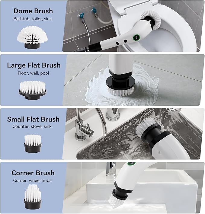 Electric Bathroom Cleaning Brush, Cordless Spin Scrubber Full Body Waterproof - Image 3