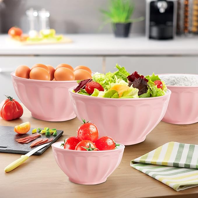 Mixing Bowls with Lids Set, 4 Piece Large Plastic Nesting Bowls, Includes 4 - Image 3