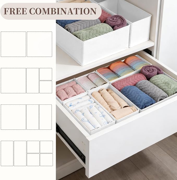 Drawer Organizer Clothes, 16 Pack Dresser Organizer Bins, Foldable Closet - Image 4