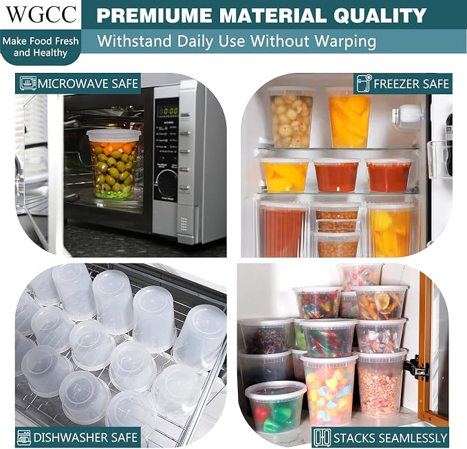 WGCC Deli Containers with Lids 48 Sets- Disposable Soup Containers with Lids - Image 4
