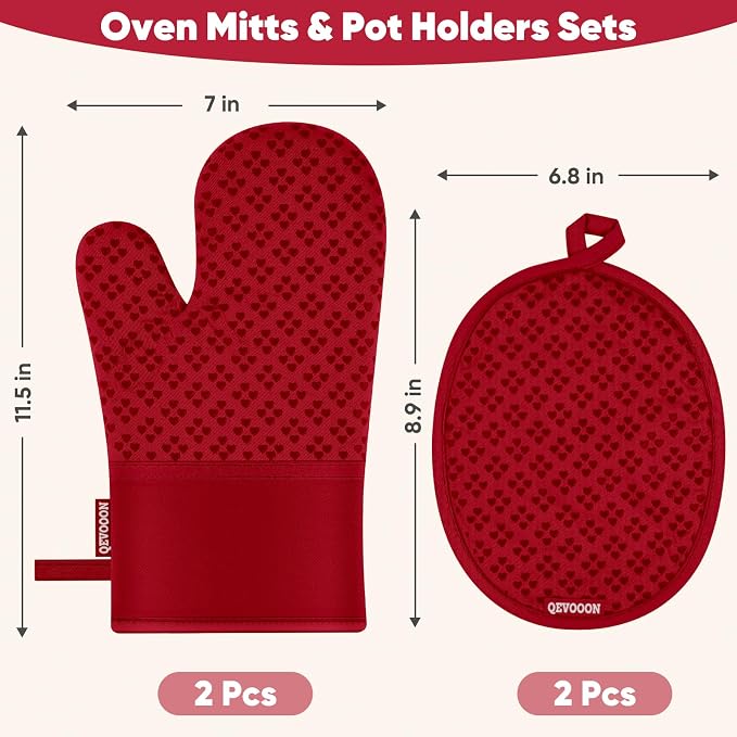Oven Mitts and Pot Holders 4 Sets, Heat Resistant 500 ℉ Oven Mitt and Pot Holder - Image 2
