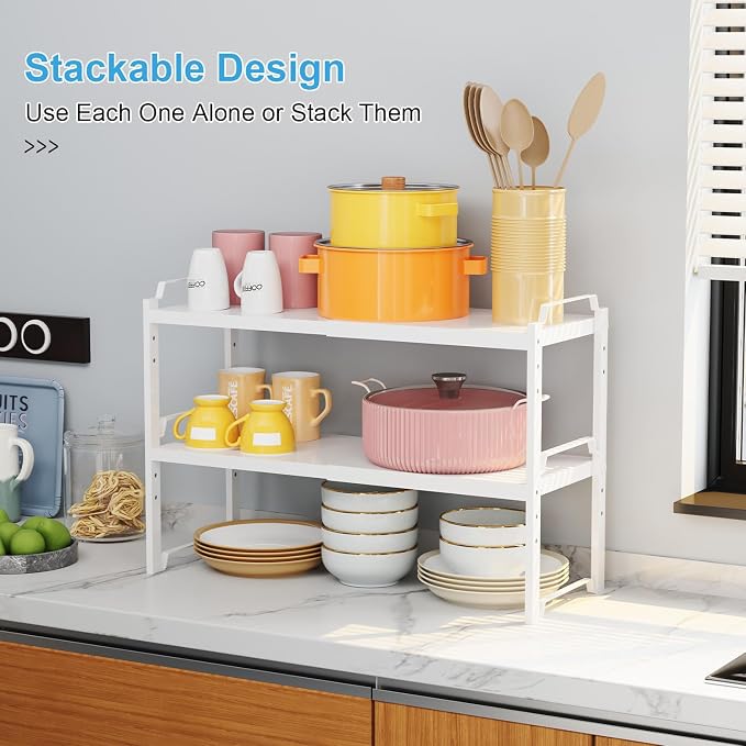 4 Pack Kitchen Cabinet Shelves Organizers, Kitchen Counter Storage Shelf Spice - Image 5