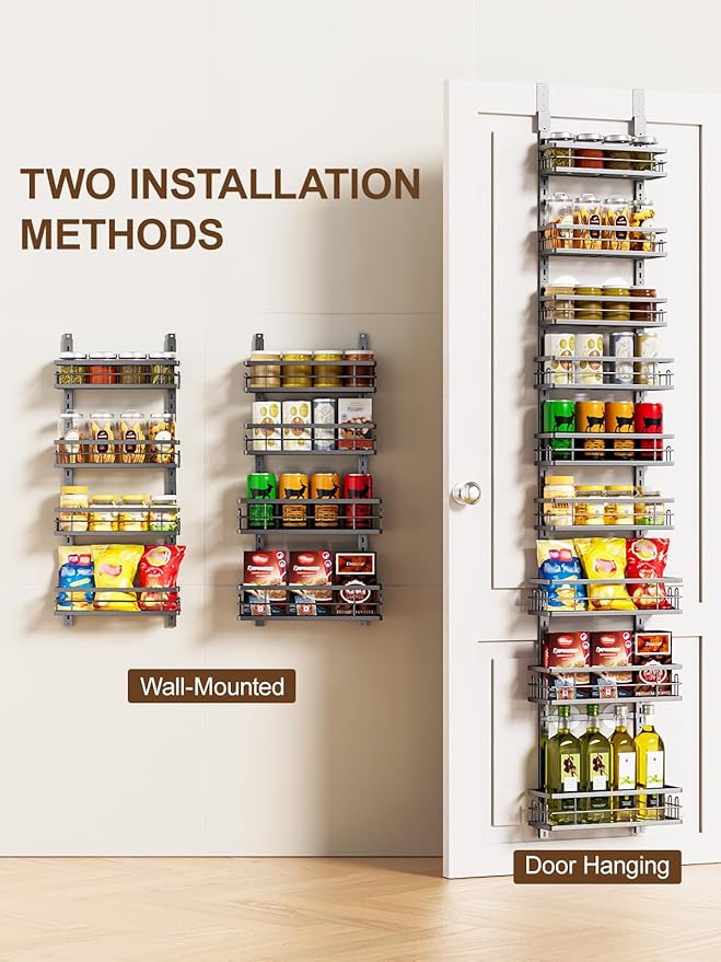 Delamu 9-Tier Over the Door Pantry Organizer, Adjustable Pantry Door Organizers - Image 5