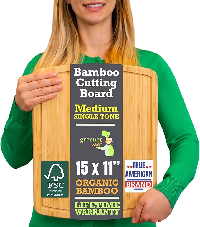 GREENER CHEF 15 Inch Bamboo Cutting Board by GreenerChef