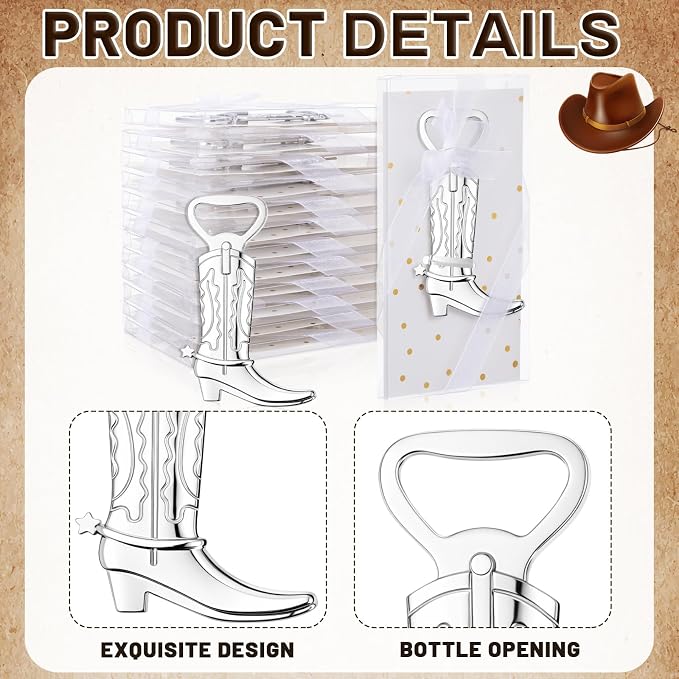 Hortsun 36 Sets Cowboy Boot Bottle Openers Baby Shower Bottle Opener Favors - Image 3
