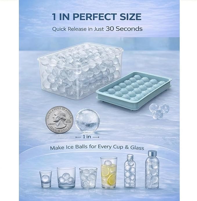 WIBIMEN Ice Cube Tray with Lid and Bin - Image 3