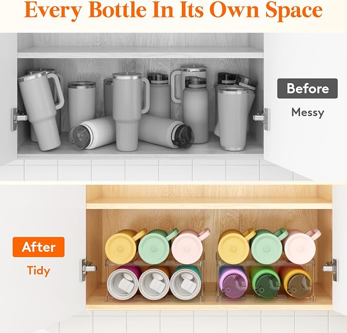 Lifewit Stackable Bottle Storage Organizer, Large Slot Water Bottle Tumbler Cup - Image 8
