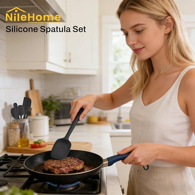 NileHome Silicone Spatula Set, 6 Pieces Food Grade Kitchen Utensils - Image 7
