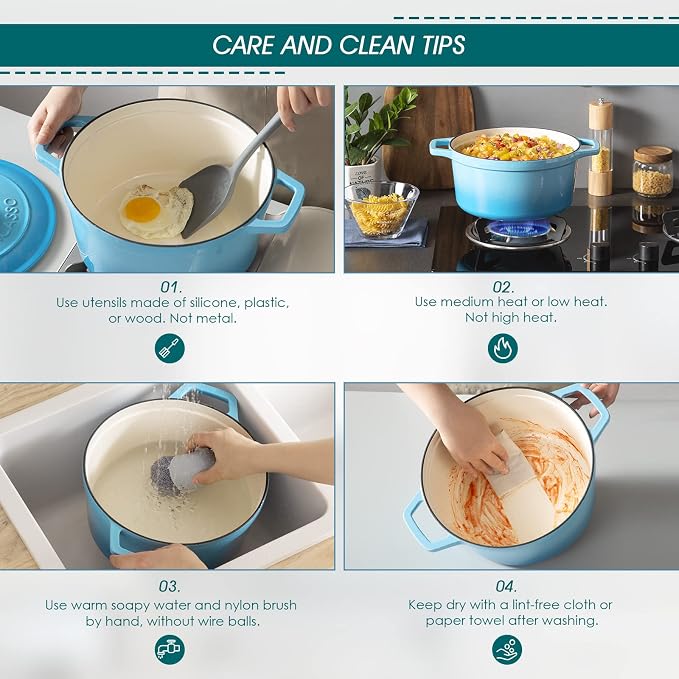 vancasso 7.5 QT Enameled Cast Iron Dutch Oven - Image 5