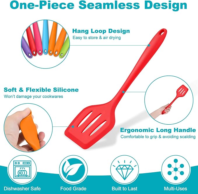 TeamFar Silicone Kitchen Utensils, 7-Piece Kitchen Cooking Utensil Set - Image 3