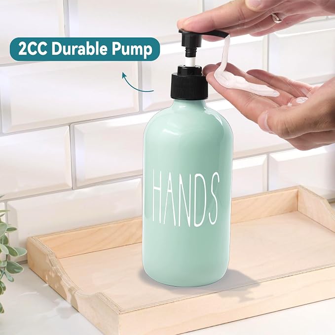 COHOSEGE Glass Soap Dispenser Set 2 Pack, 16 Oz Dish Soap Dispenser - Image 6