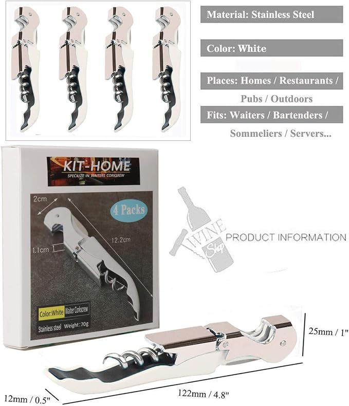 Professional Waiter Corkscrew Wine Openers Set, Heavy Duty Stainless Steel - Image 2