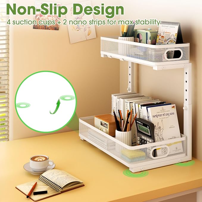 Under Sink Organizer 4-Pack, Metal 2-Tier Pull-Out Cabinet Shelf - Image 3